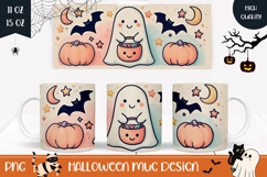 Halloween Bats Mug Wrap, Halloween Ghost Mug Design Product Image 1