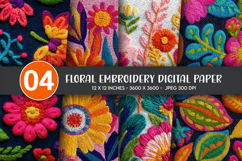 Floral Embroidery Digital Paper Product Image 1