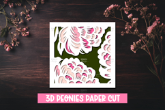 3D Layered Peony Flower Paper Cut SVG Design Product Image 1