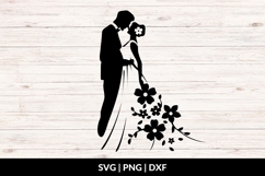Bride And Groom With Bouquet SVG Product Image 1