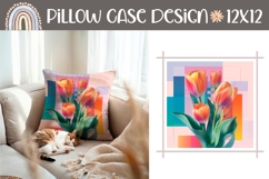 Orange Tulips Pillow Template, Floral Pillow Case Print Product Image 1