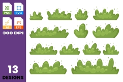Green Grass Bush Clipart Collection Product Image 1