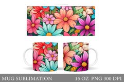 Flowers Mug Wrap Design. Flowers Mug Sublimation Product Image 1