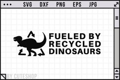 2x 'This Vehicle Is Fueled By Recycled Dinosaurs' Sticker – Darkside Ltd G933, 7.78x1.77