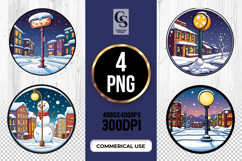 Winter City Street Light Clipart Sublimation PNG Product Image 1