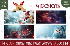 Snowman Mug Wrap Design, Christmas Glitter Mug Template Product Image 1