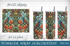 Flower and bird stained glass, 20 oz tumbler wrap png Product Image 1