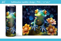 Blue 3D frog tumbler wrap, 20 oz tumbler sublimation design Product Image 1