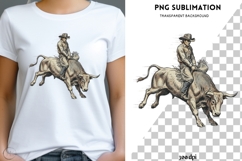Vintage Rodeo Cowboy PNG | Bull Riding Western Clipart Product Image 1
