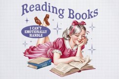 Retro Girl Quotes Reading books png Product Image 2