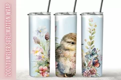 Watercolor flower & butterflies 20Oz Tumbler Sublimation Product Image 1