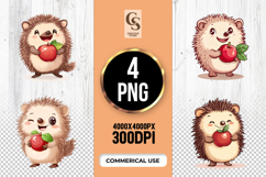 Cute Hedgehog Clipart Sublimation PNG Product Image 1