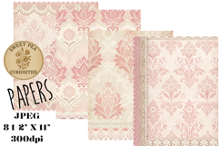 Shabby Chic, Pink, Paper, Floral, Papers, Junk Journal Product Image 1