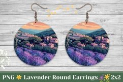 Lavender Flowers Round Earrings, Floral Earrings Template Product Image 1