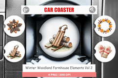 Winter Woodland Farmhouse Car Coaster Product Image 1
