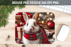 Christmas Rabbit Mouse Pad Sublimation - Animal PNG Design Product Image 1