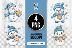 Cute Snowman Cookie Clipart Sublimation PNG Product Image 1