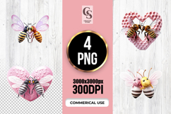 Love Bees Heart Clipart Sublimation PNG Product Image 1