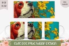 Spaniel Mug Design, Spaniel Dog Mug PNG, Flowers Mug Product Image 1