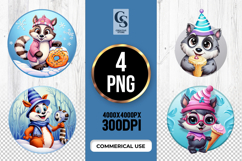 Cute Winter Raccoon Ice Cream Clipart Sublimation PNG Product Image 1