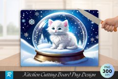 Fluffy Kitten in a Snow Globe Cutting Board PNG Product Image 1