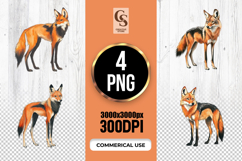 Watercolor Fox Illustration Clipart Sublimation PNG Product Image 1