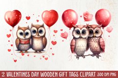 Couple Owl Valentines Day Clipart, Couple Owl Clipart Product Image 1
