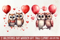 Couple Owl Valentines Day Clipart, Couple Owl Clipart Product Image 1