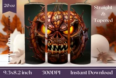3D Halloween Pumpkin Tumbler Wrap, 3D Halloween PNG Product Image 1