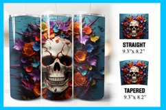 3D Skull with Roses 20oz Skinny Tumbler Wrap Product Image 1