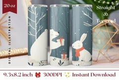 Christmas Forest Tumbler Wrap, Winter Bear Tumbler Template Product Image 1