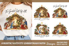 4 Nativity Christmas Bow Shirt PNG Designs, 4 Pink Christmas Product Image 1