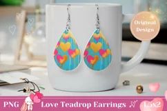 Colorful Teardrop Earring PNG, Cute Valentine Earrings Product Image 1