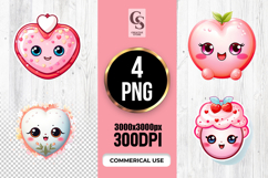 Cute Pink Heart Characters Illustration Clipart png Product Image 1