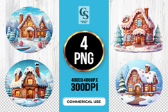 Gingerbread Candy House Clipart Sublimation PNG Product Image 1