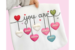 Crochet Valentine Candy Heart PNG, Faux Yarn You Are Enough Product Image 5