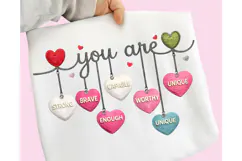 Crochet Valentine Candy Heart PNG, Faux Yarn You Are Enough Product Image 5