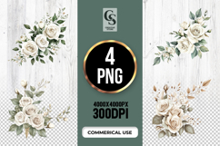 Ivory Rose Floral Clipart Sublimation PNG Product Image 1