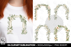Floral Arch Frame Elegant Clipart Sublimation PNG Product Image 1