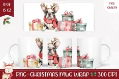 Watercolor Christmas Dog Mug, Christmas Presents Mug PNG Product Image 1
