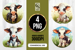 Cute Baby Cow Clipart Sublimation PNG Product Image 1