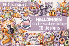 Halloween Cute Watercolor Clipart Bundle Sublimation 35 PNG Product Image 1