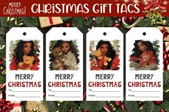 Cozy Winter Gift Tags, Christmas Girl Gift Tag PNG Product Image 1