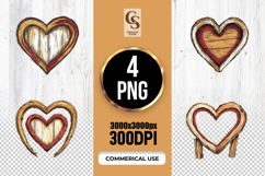 Rustic Wooden Heart Illustration Clipart Sublimation PNG Product Image 1