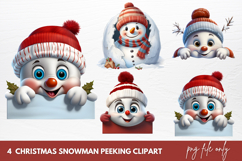 Christmas Snowman Peeking Clipart Product Image 1