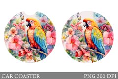 Parrot Car Coaster. Valentines Parrot Car Coaster Design Product Image 1