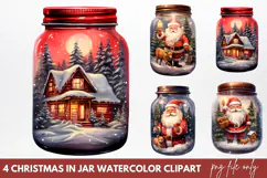 Christmas in Jar Watercolor Clipart PNG Product Image 1