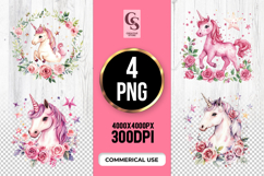 Pink Magical Unicorn Clipart Sublimation PNG Product Image 1