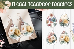 Cute Peony Earrings, Floral Teardrop Earring Template Product Image 1