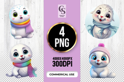 Cute Winter Baby Seal Clipart Sublimation PNG Product Image 1